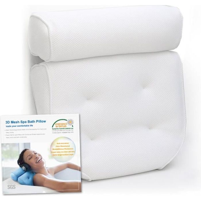 Tapis de Bain Spa Bain à Remous Oreiller de Baignoire Génial pour Jacuzzi Nizirioo Coussin de Bain Accueil Spa Oreiller de Bain avec 7 Ventouses Antidérapant Coussin de Bain pour Jacuzzi