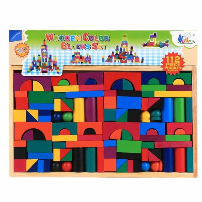 112 pièces en bois enfants bloc de Construction jouet de Construction