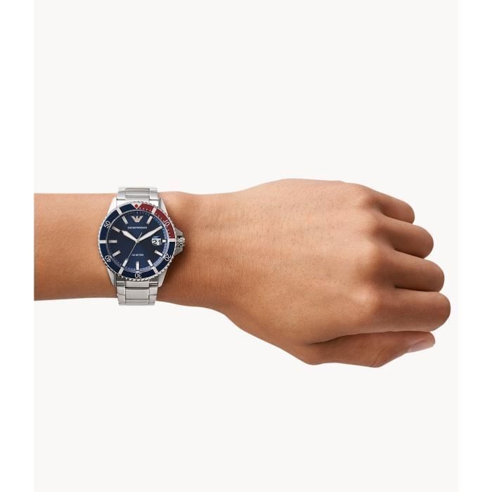 Montre Homme EMPORIO ARMANI AR11339 - Bracelet Acier Inoxydable - Cadran Bleu - Etanche 10 ATM