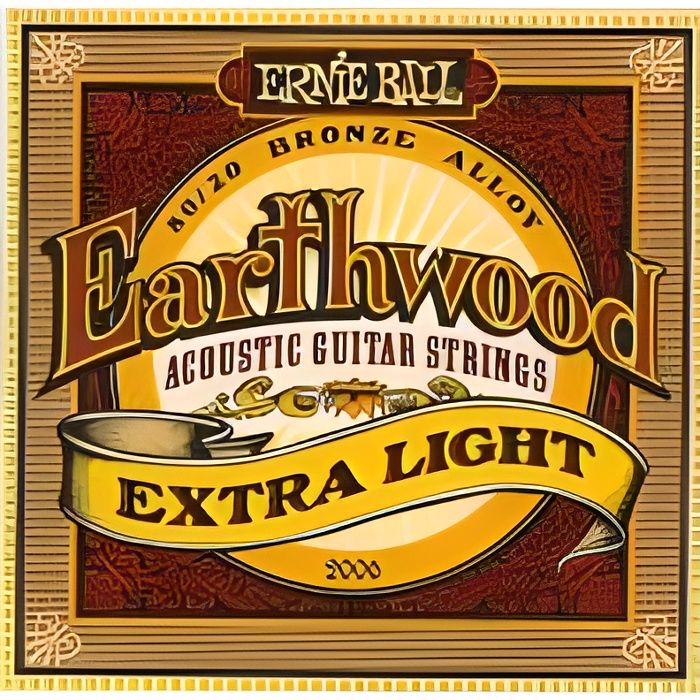 Cordes pour Guitare Acoustique Ernie Ball Earthwood Extra Light 10-50 : Le Choix Parfait pour un Son Clair et Équilibré