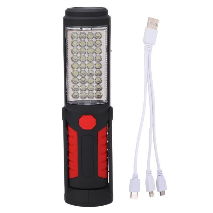 FAFEICY Lampe de travail LED rechargeable 36 LEDs - Torche USB 2 modes bras 180° magnétique