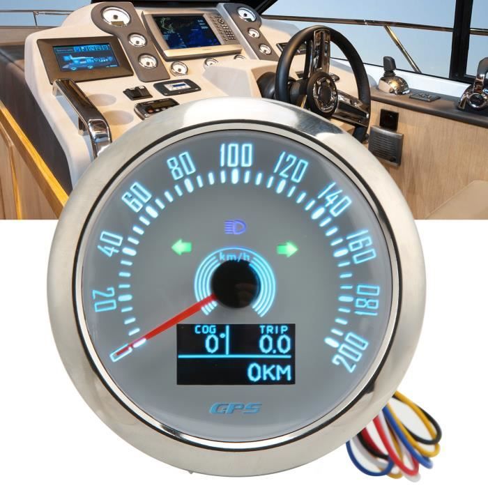 ROM Compteur kilométrique GPS Compteur de vitesse GPS 85 mm avec clignotant 0‑200 km/h rétro-éclairé 7 couleurs réglable