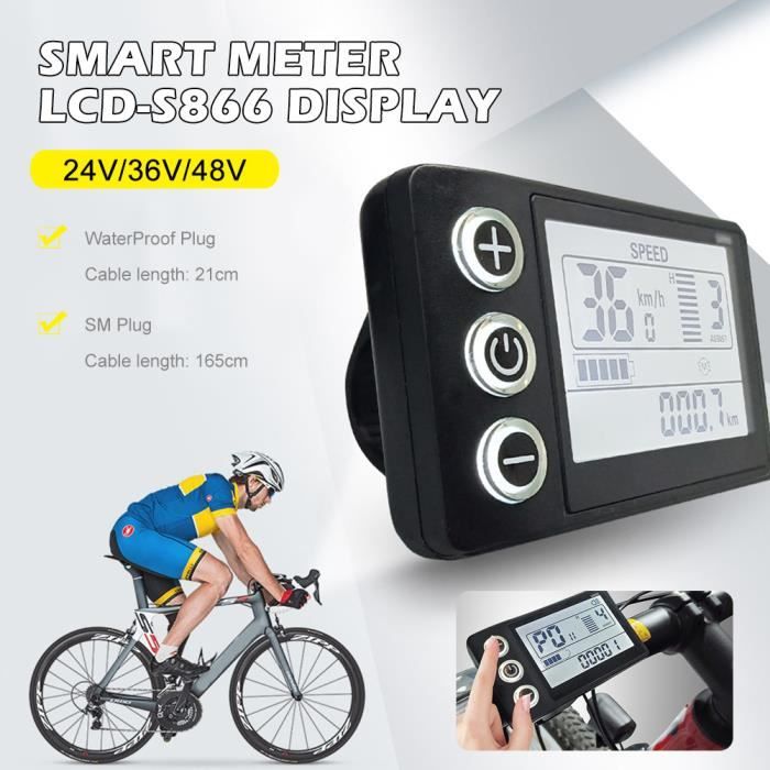 Panneau d'affichage LCD pour vélo électrique-Accessoires pour vélo  électrique-prise SM-24-36-48V
