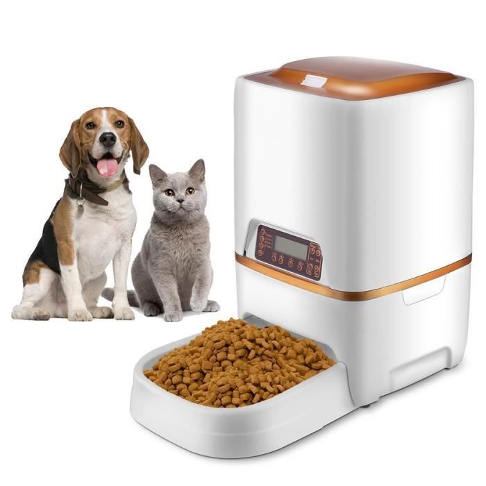 Distributeur D Aliment Automatique Programmable 6l Pour Chien Chat Pet Feeder Eu Prise Blanc Et Or Cdiscount