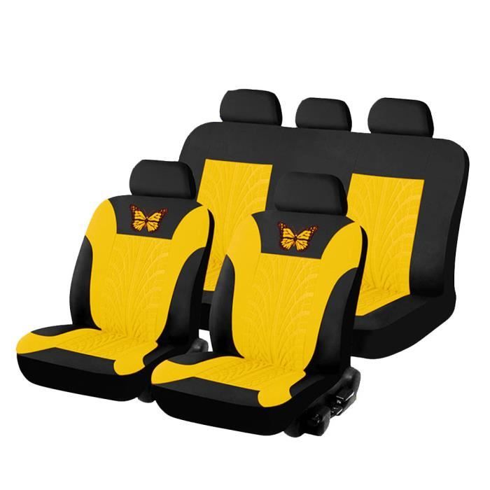 Lot De 2 Housses D'Appui-Tête Universelles Pour Voiture - Design Jaune, Protection Anti-Tâches