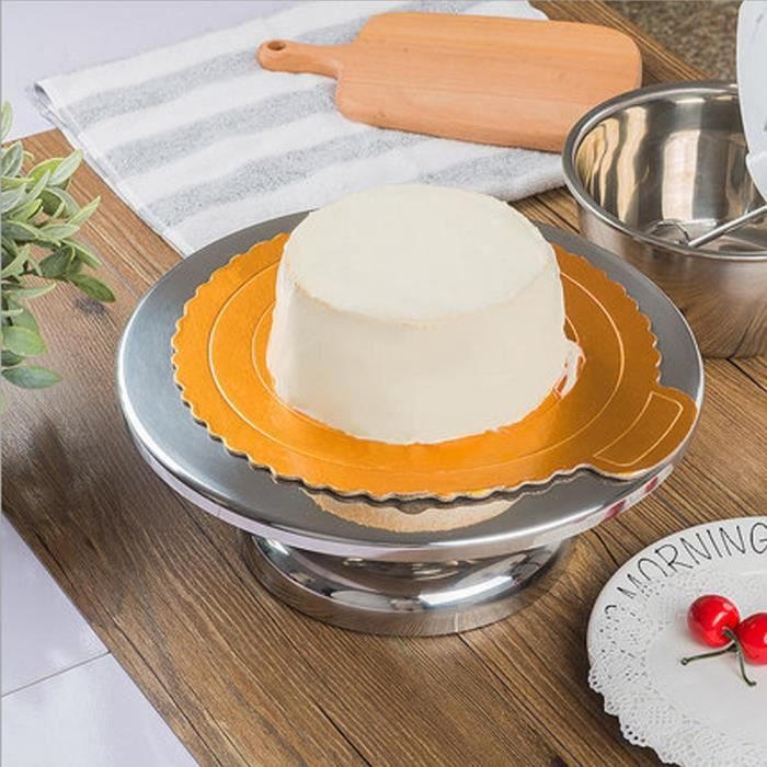Support de gâteau tournant en acier inoxydable 11,8 pouces tourne-disque à  gâteau avec base rotative pour la décoration de