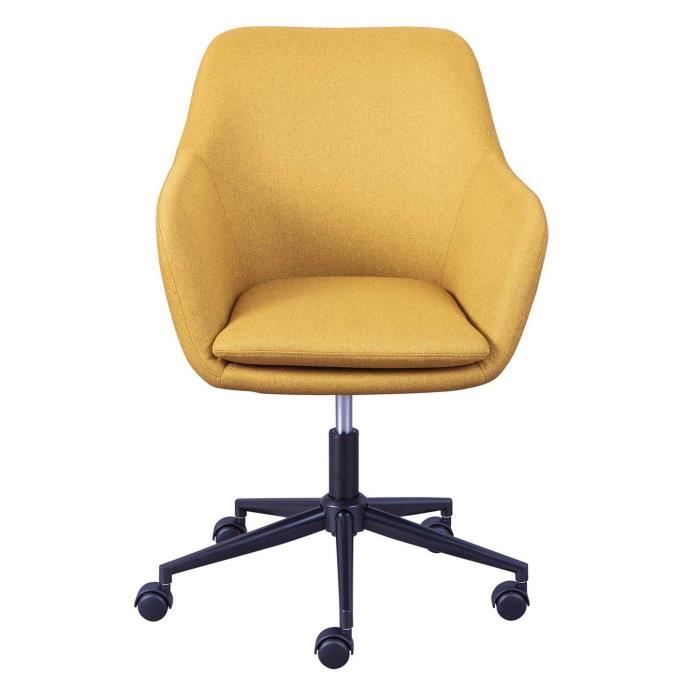 chaise de bureau - interlink - work - jaune - réglable en hauteur - à roulettes