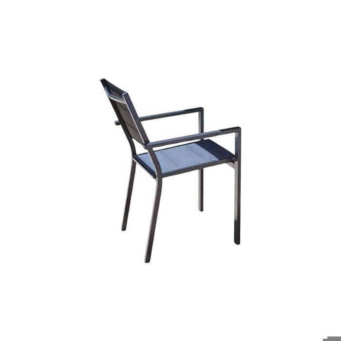 Fauteuil avec structure aluminium et textilène matelassé gris empilable Ibiza anthracite - Jardiline 52 x 62 x 85 cm Gris