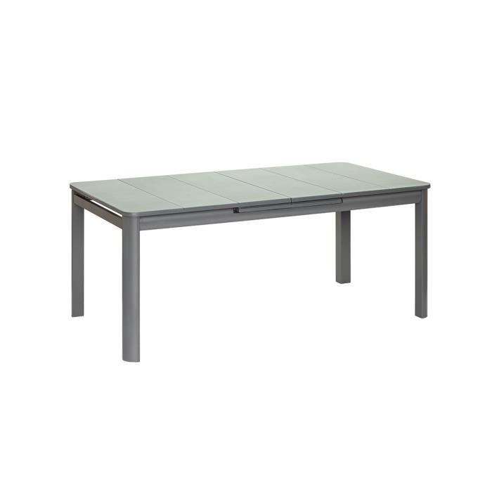 ensemble table rectangulaire extensible et chaises de jardin en aluminium gris milos anthracite - 12 places - jardiline 240x100x76cm