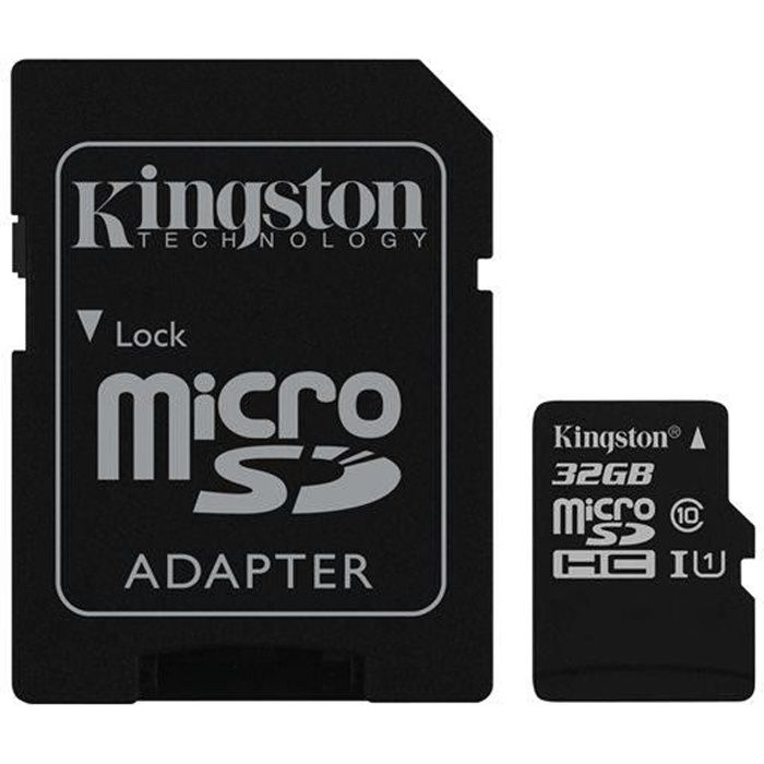 Carte mémoire flash micro SDHC UHS-I KINGSTON TECHNOLOGY - 32 Go Class10 - Vitesse de lecture 45 Mo/s
