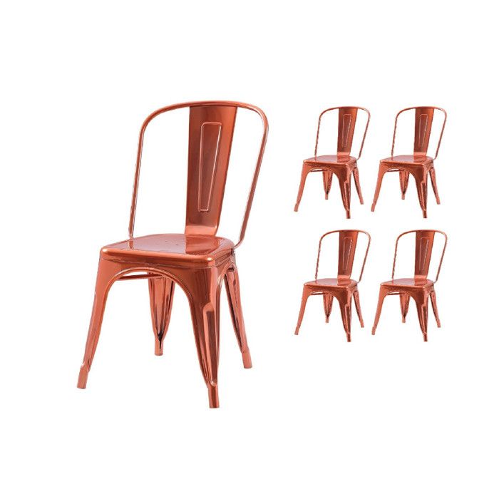 Lot de 4 chaises style industriel en métal couleur cuivre - Finition brillant
