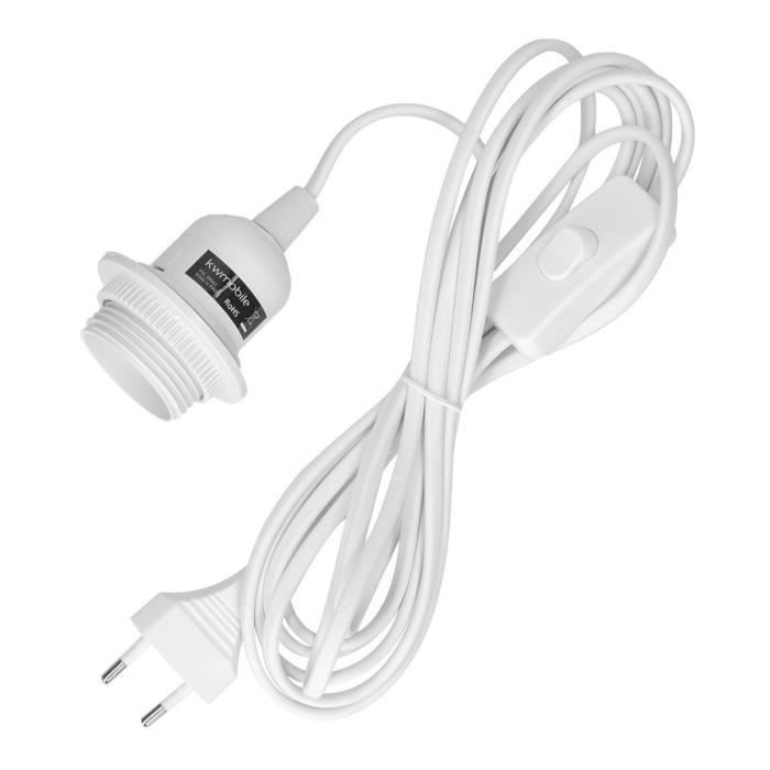 Lot De 2 Câbles Lampe Avec Interrupteur Et Prise EU - 1,8m, Blanc, Section 2x0.75mm² - Pour Lampe De Chevet, Lampadaire, DIY