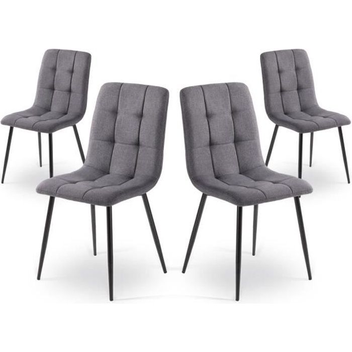 chaises vintage mc haus maya dark grey x4 en textile et métal pour salle à manger, salon, bureau ou terrasse