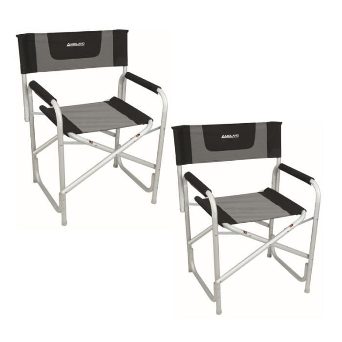 pack 2 x midland fauteuil director noir / chiné 50 x 16 x 85 cm gris