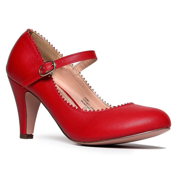 Chaussures Mary Jane Plateforme Pour Femmes - Style Rétro Lolita - Microfibre Noir