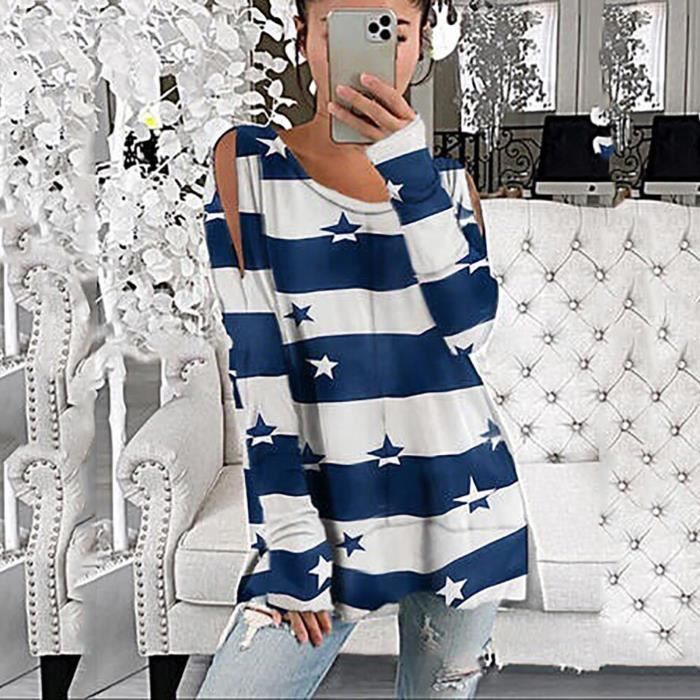 Femmes manches longues rose col rond ray toiles fente henley ...