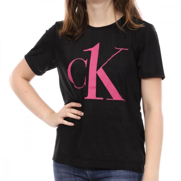 T-shirt Noir Femme Calvin Klein Crew Neck