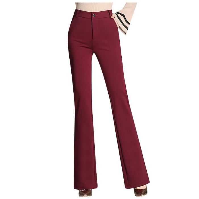 Pantalon Yoga évasé Femme Taille Haute Avec Poches - Coupe Bootcut, Jersey Extensible - Pour Sport, Loisir, Quotidien