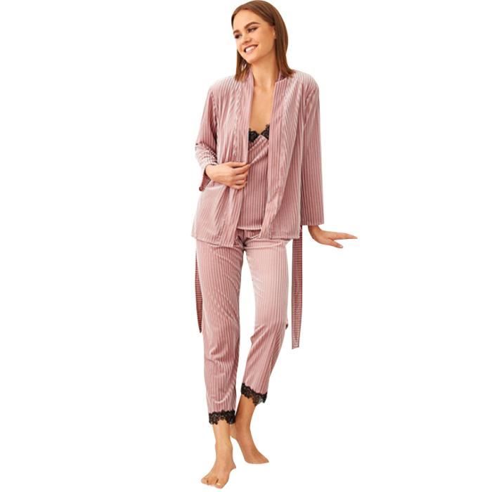 Ensemble pyjama velours femme hotsell