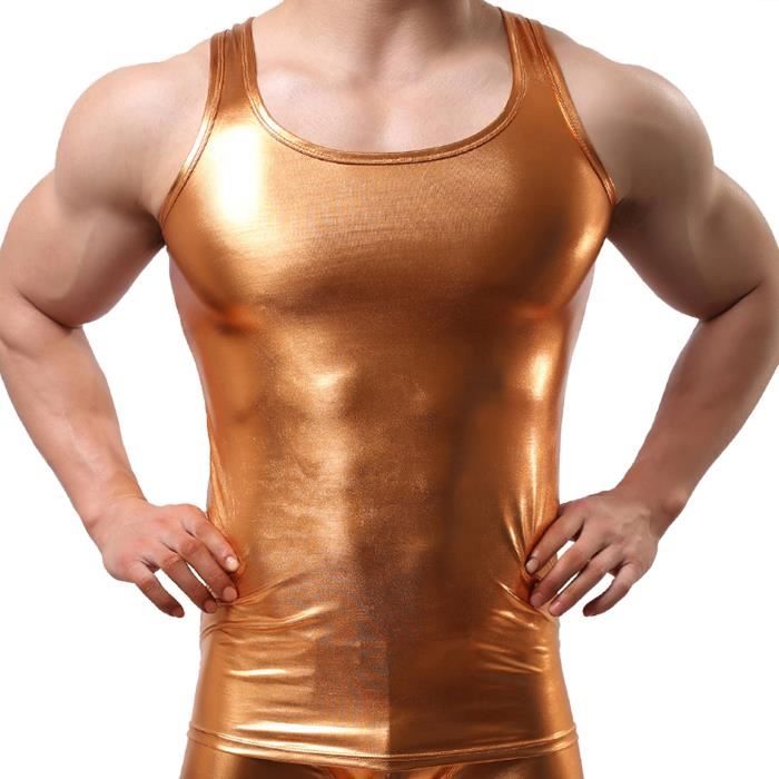 Inhzoy Homme Justaucorps Gymnastique Strass Brillant Body