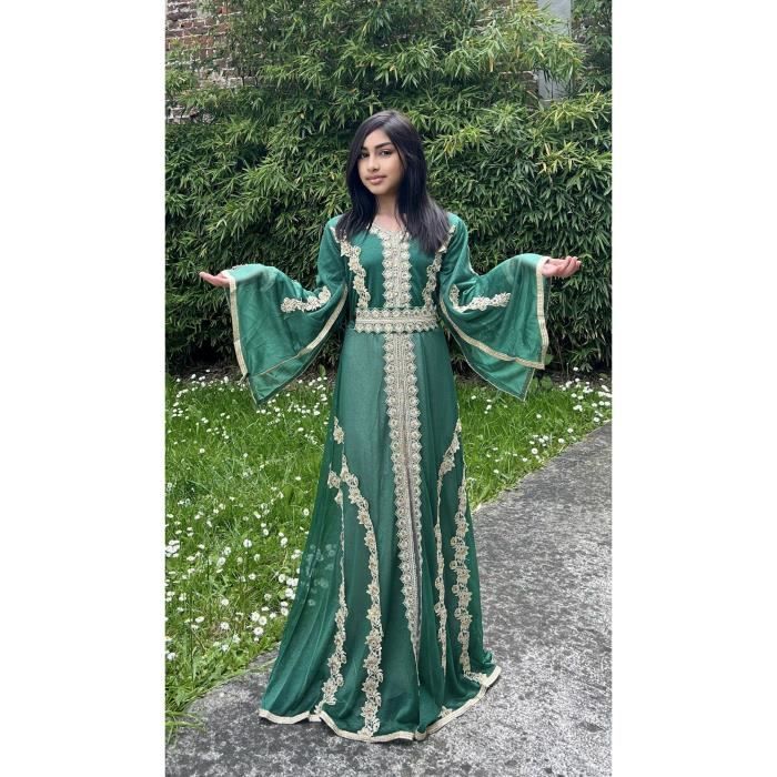 Caftan enfant fille Ayaan Takchita Vert robe oriental abaya