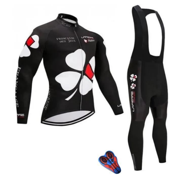 Homme Maillot de Cyclisme Manches Longues + Pantalons avec 3D Coussin