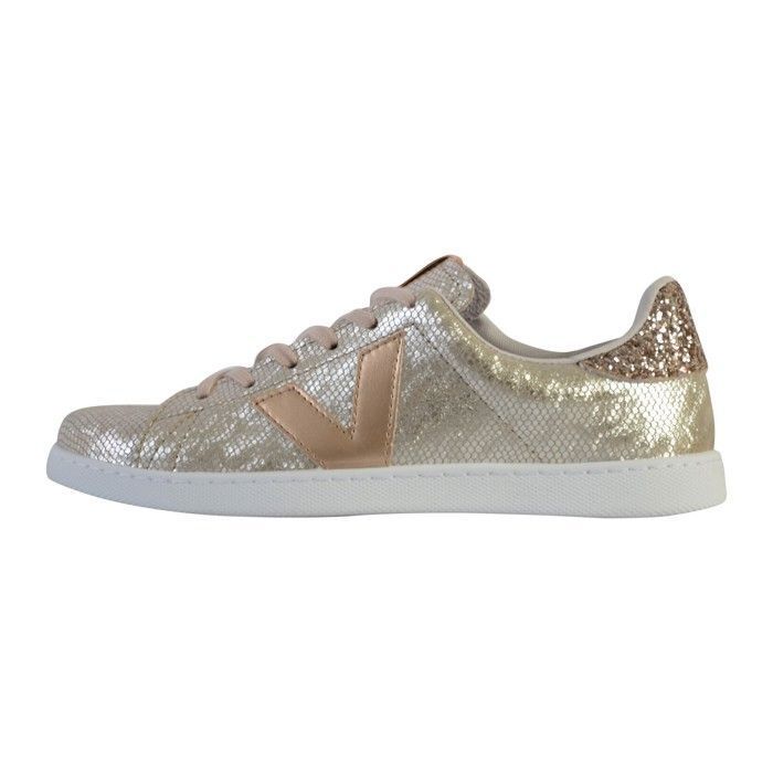 Victoria Baskets - VICTORIA - Tenis Metal Snake - Couleur Bronze - Talon Plat - Confort Exceptionnel