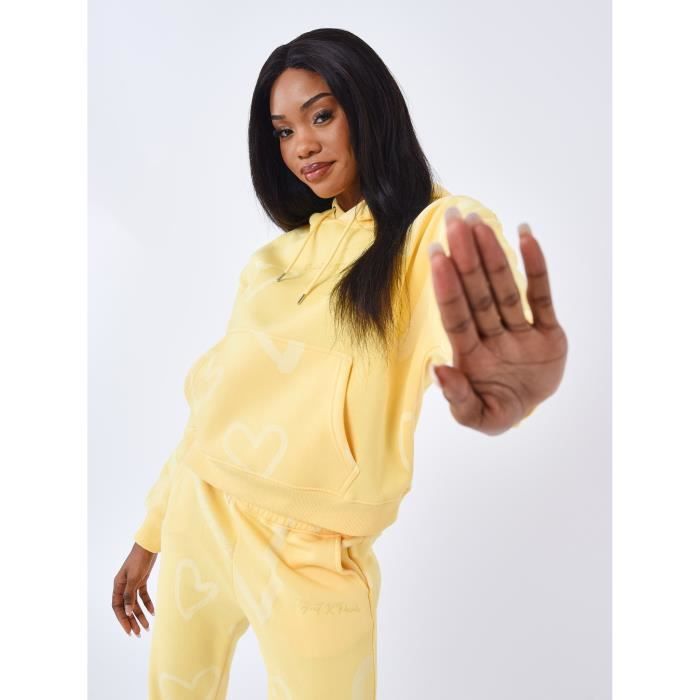 PROJECT X PARIS Sweat a capuche all over C ur Femme Jaune Cdiscount Pret a Porter