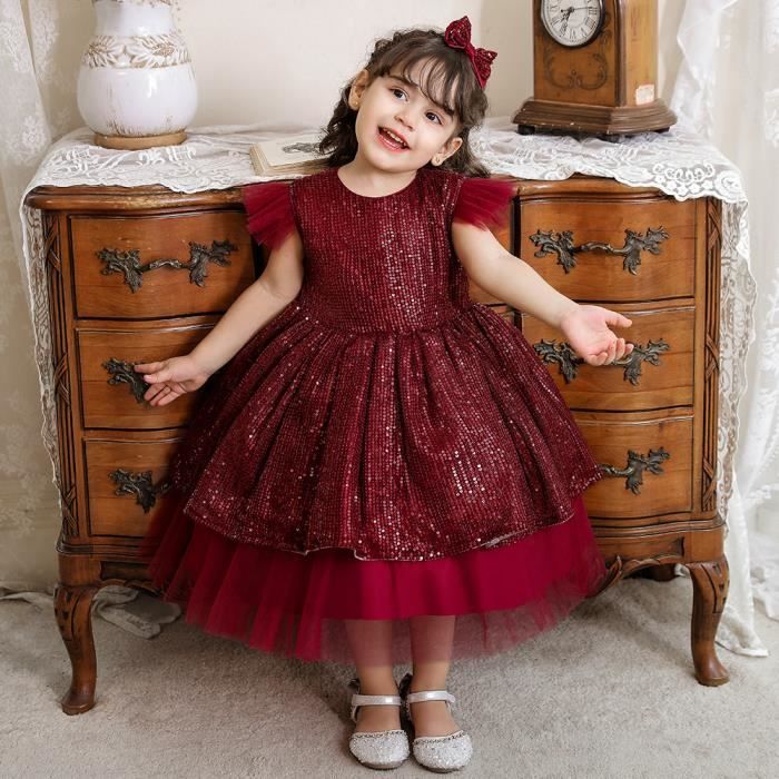 Robe Fille Enfants mignon bouffante Charmant Fete d anniversaire Princesse Rouge