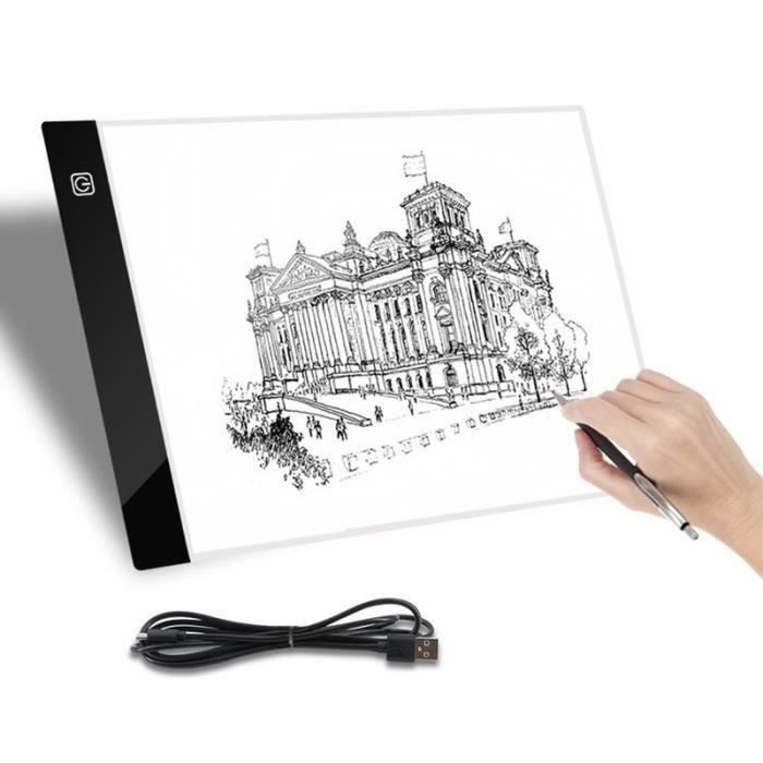 A4 LED Table À Dessin Planche Tablette Copie Lumineuse Pochoir Peinture Pads USB