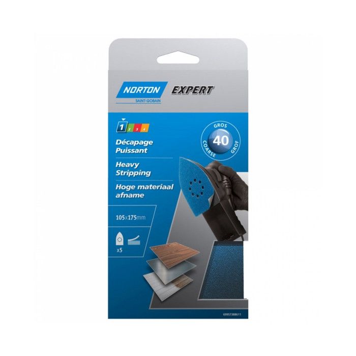 Norton Lot de 8 Patins non perfores expert 93 x 230 mm Grain
