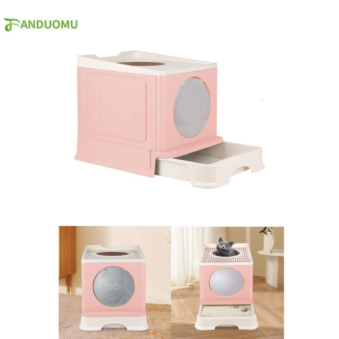 Meilleurs prix pour Maison de Toilette pour Chat - HSTURYZ - Bac à Litière Fermé - Pelle à Litière Inclus - 48 x 39 x 34cm - Rose