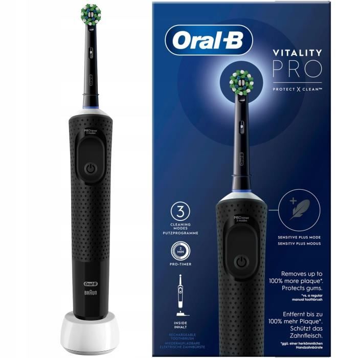 Oral-B Vitality Pro Brosse À Dents Électrique Noire, 1 Brossette