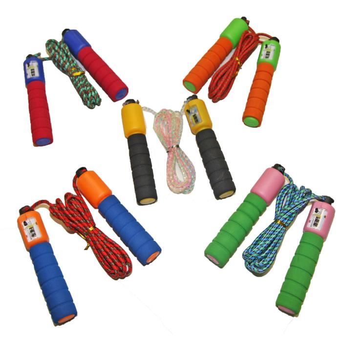Lot de 2 cordes à sauter réglables pour enfants avec poignée en bois