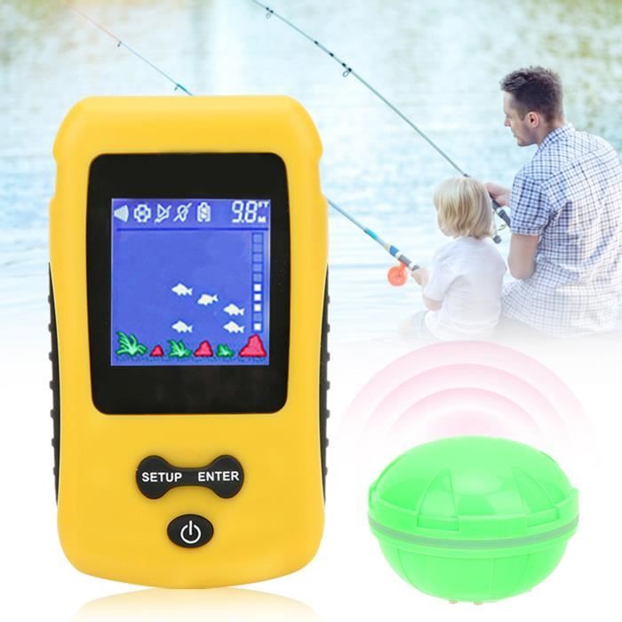 Pwshymi détecteur de poisson Sonar Détecteur de poisson sans fil, capteur Sonar, sondeur de profondeur, matériel sport outillage