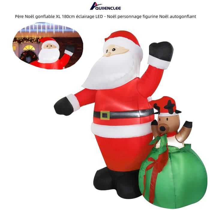 Décorations de Noël gonflables d'extérieur de 2,1 m à DEL à longue lumière, Père Noël sur traîneau avec rennes, décorations de cour gonflables avec attaches et piquets