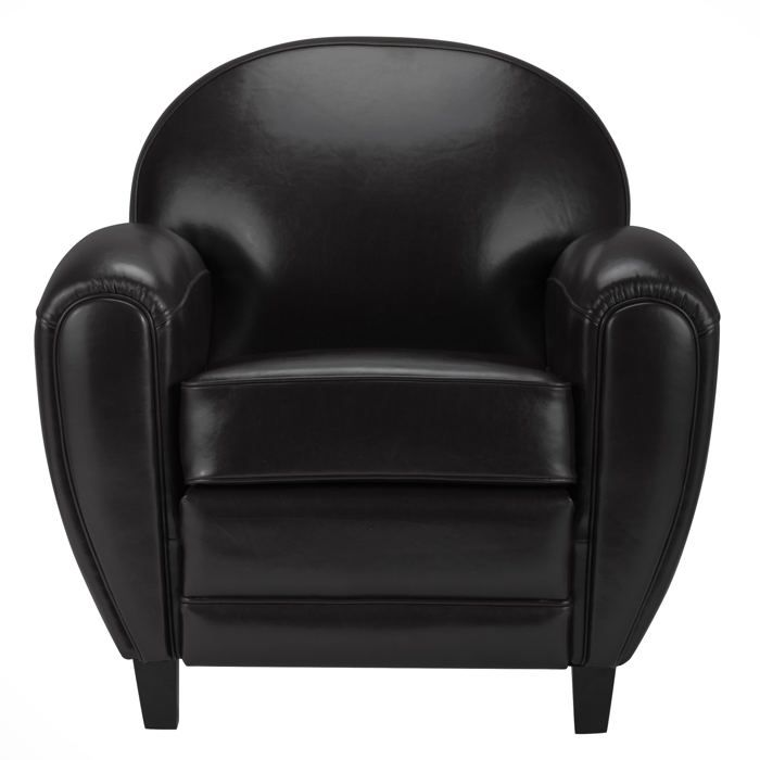 Fauteuil noir en croute de cuir enduite - Club - Maison Pavane Fauteuil noir en croute de cuir enduite - Club - Maison Pavane