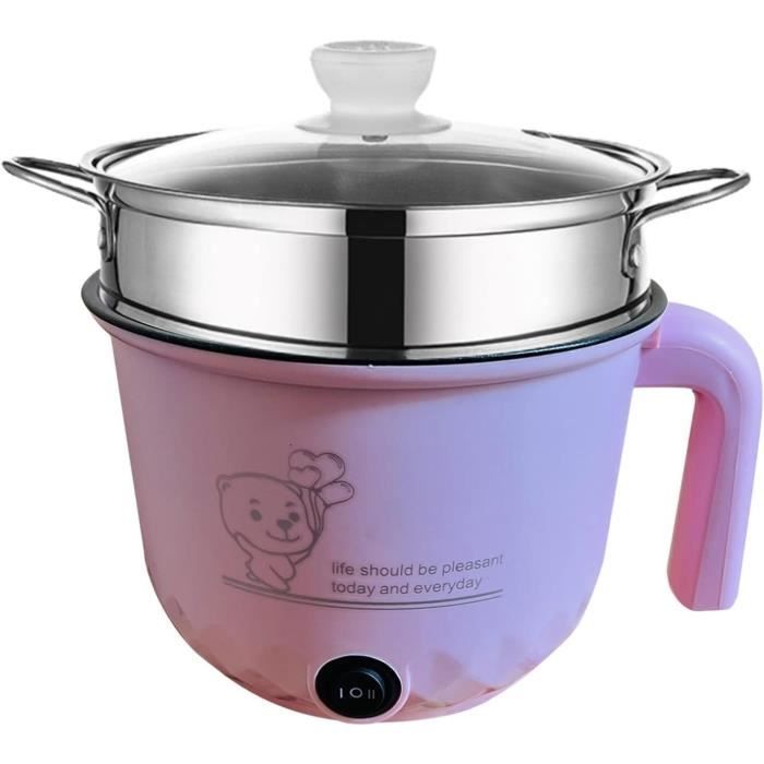 Mini Cuiseur électrique 1,8L Antiadhésif - 300W/600W, Prise UE 220V - Pour Pâtes, Steak, Camping - 9