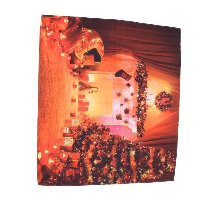 Tapisserie Murale Noël 150x130 Cm - Impression 3D Arbre De Noël Cheminée Cadeaux - Décoration Salon Chambre