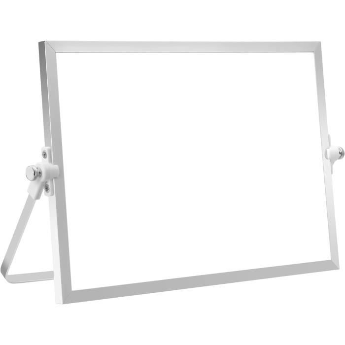 Petit tableau effaçable à sec de bureau, tableau blanc magnétique double  face 25,4 x 25,4 cm avec support, 3 marqueurs, 3 aimants et gomme – Mini  tableau blanc portable de table pour