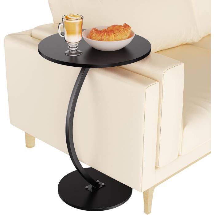 Table D'appoint Ronde XUDREZ - Design Luxe Métal Et Marbre - Pour Salon, Chambre, Balcon - Blanc, Diamètre 40 Cm