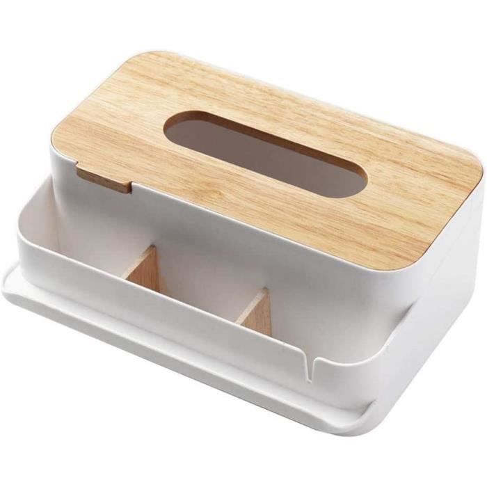 Boîte à Mouchoirs En Cuir Avec Rangement - 2 Compartiments - Organisateur Bureau Et Maison - Noir