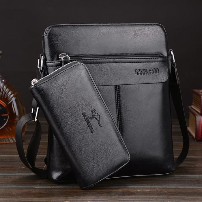 Portefeuille Dragonne Pour Homme En Cuir PU - 21x12x2,5 Cm - Organisateur Avec Fermeture éclair Pour Pièces, Cartes, Téléphone - 7