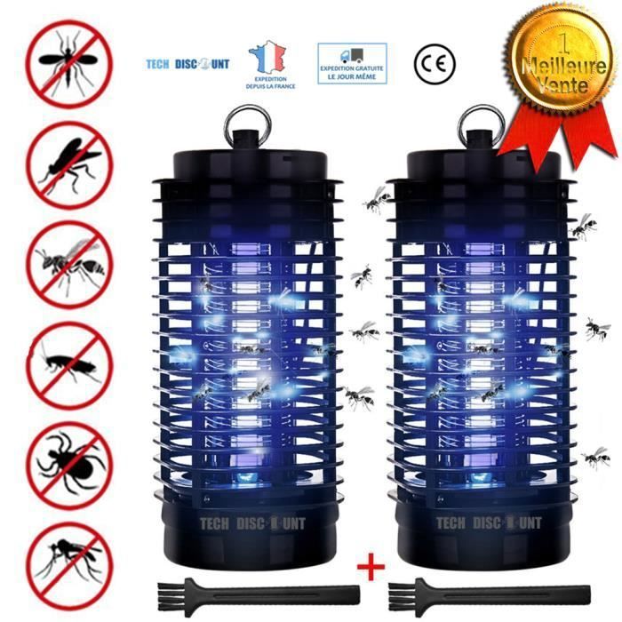 Lampe Anti-moustiques UV - 2 Pièces Avec 10 Stickers Adhésifs - Zone 20m² - Pour Intérieur - Sûr Et Silencieux - 9