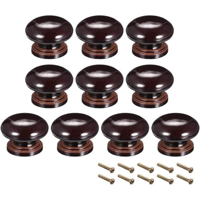 Lot De 10 Boutons En Corozo Naturel - Style Vintage Brun Foncé Et Noir - 20-23 Mm - Pour Manteaux, Tricot Et Déco