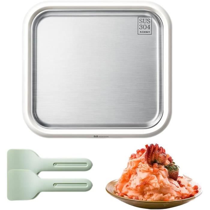 Machine à Glace Roulée - Plaque Aluminium Avec 2 Spatules - Pour Sorbet, Yaourt Glacé, Granité Maison