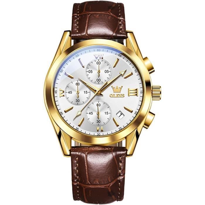 Montre Chronographe Quartz Pour Homme Bracelet En Cuir Bo tier