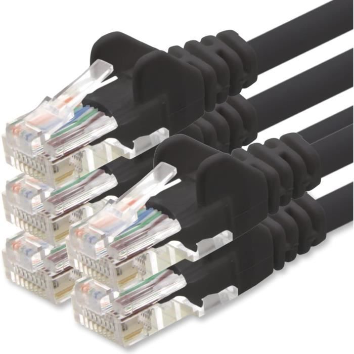 1M Cat 6 Câble Réseau Ethernet Cat6 Lan Rj45 8P8C 1Gbps Noir - 5 Pièces ...