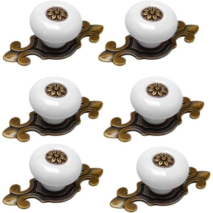 Bouton De Meuble En Céramique Freak Scene, Rond, Blanc Marbré, K-014-03-02, Neuf