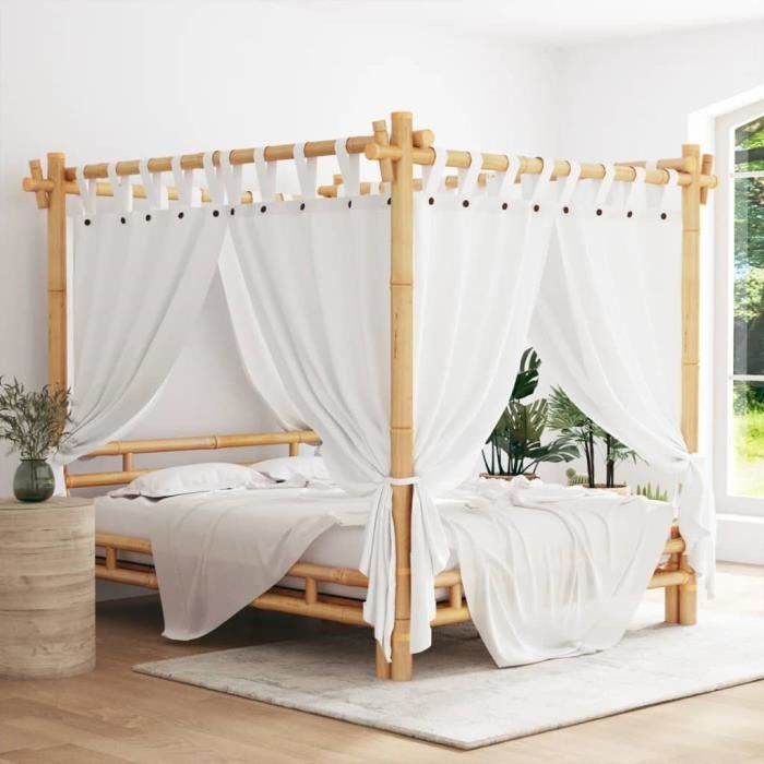 lit à baldaquin 160x200 cm bambou